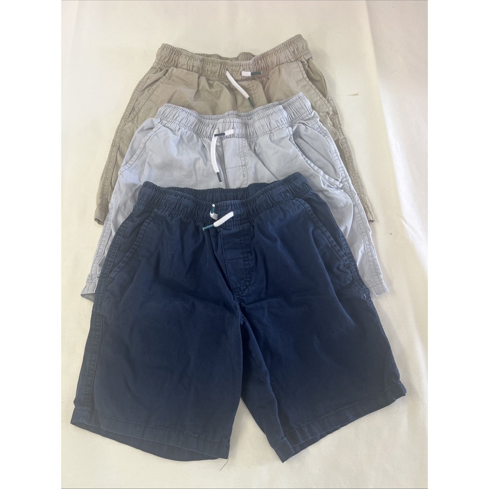 Cat and Jack Boys Drawstring Shorts Lot Of 3 Pairs Size Medium Grey, Blue, Beige